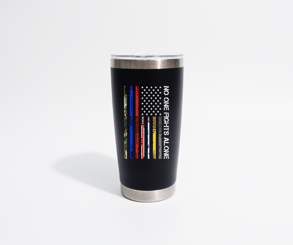 No One Stands Alone Emergency Services Coffee Tumbler - Black