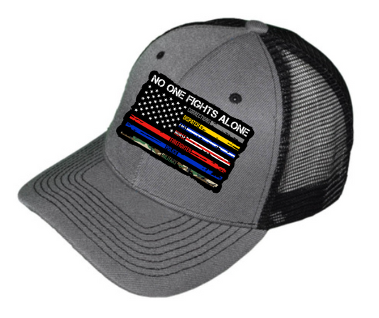 No One Stands Alone Emergency Services Trucker Hat - Gray & Black